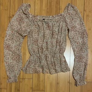 The Limited pink floral Paisley long sleeve silk Blouse y2k